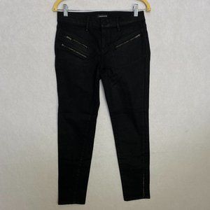 Trouve Skinny Jeans Womens 26 Black Button Fly Ankle Zipper Pockets Pants Casual